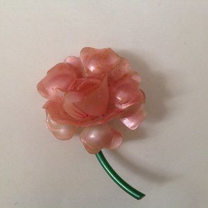 Antique Celluloid Pearlescent Flower Brooch